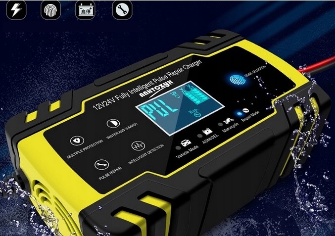 PROSTOWNIK Mikroprocesorowy SAMOCHODOWY DO AKUMULATORÓW 12V 24V 8A AGM