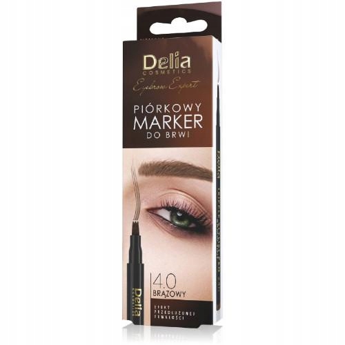 DELIA EYEBROW EXPERT Piórkowy marker do brwi, brązowy 4.0, 1.3g