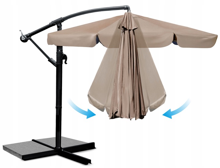 Parasol ogrodowy duży składany z wysięgnikiem pokrowiec 8 segmentów Ø 350cm
