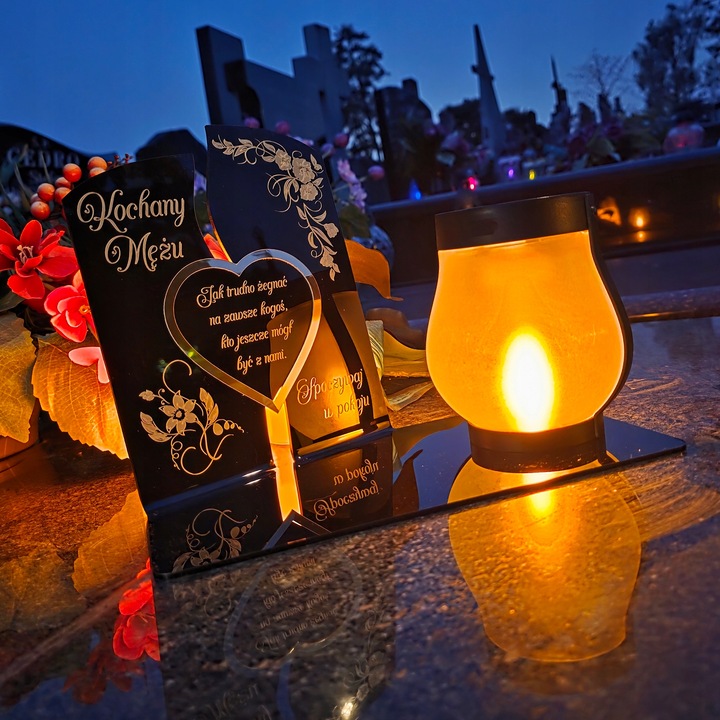 WIECZNY ZNICZ SOLARNY LED Statuetka dla MĘŻA na Grób Wszystkich Świętych