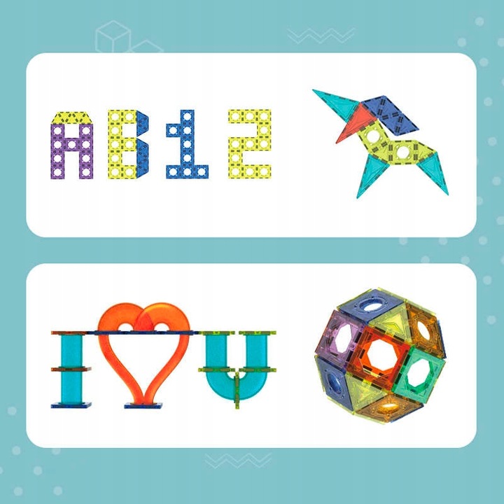 Klocki Magnetyczne Świecące Konstrukcyjne Tor Kulkowy Zestaw 75 elementów