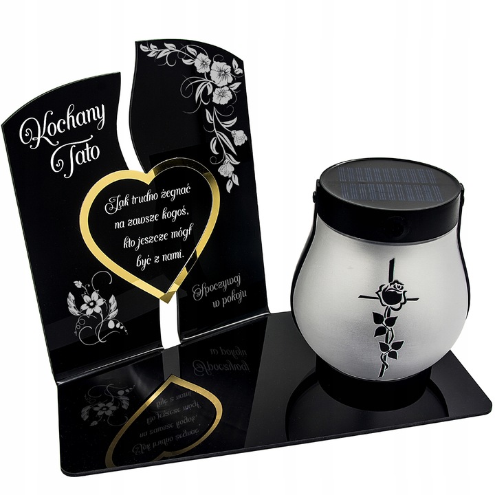 WIECZNY ZNICZ SOLARNY LED Statuetka dla TATY na Grób Wszystkich Świętych