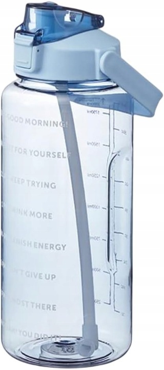 BUTELKA NA WODĘ BIDON Z MIARKĄ ZE SŁOMKĄ PRZYPOMNIENIEM SIŁOWNIA FITNESS 2L