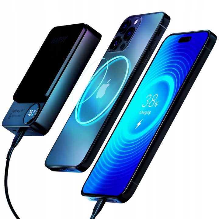 Powerbank 10000 mAh MagSafe QI USB-C Lightning - 3mk HARDY MagSynergy Ni+