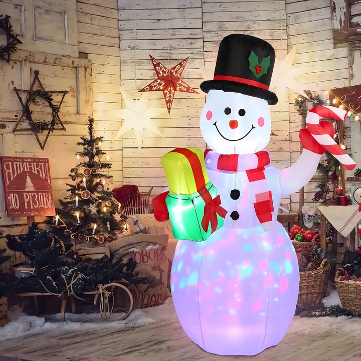 BAŁWAN nadmuchiwany ŚWIECĄCY DUŻY pompowany LED 150cm dmuchaniec