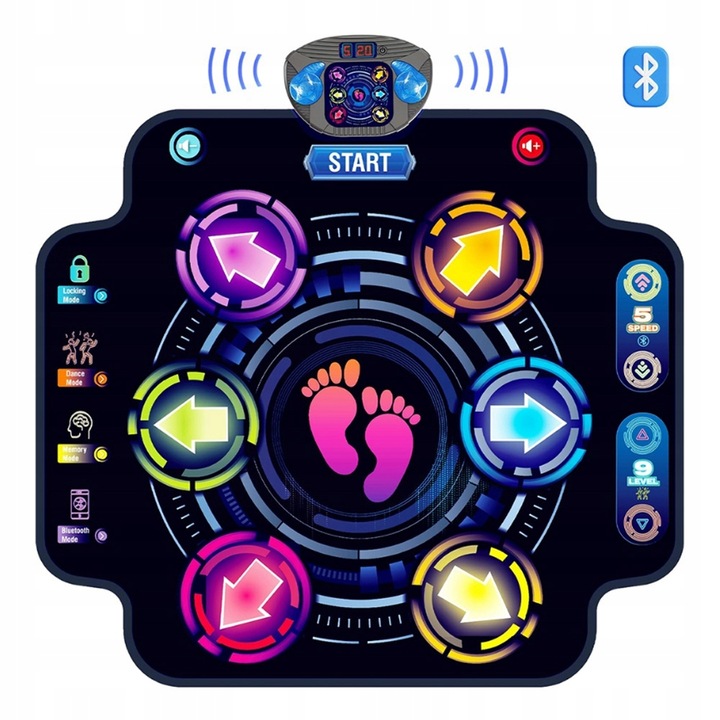 MUZYCZNA MATA DO TAŃCA DLA DZIECI MUZYKA GRA BLUETOOTH 5 TRYBA 9 POZIOM