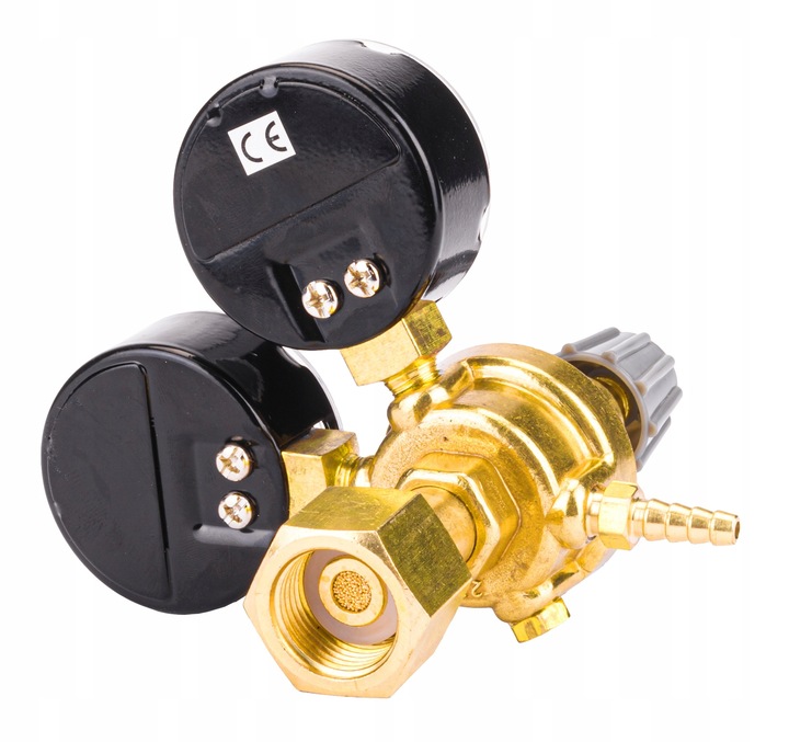 REDUKTOR CIŚNIENIOWY 2 ZAWORY CO2 ARGON 230 BAR CIŚNIENIA 0,5 - 10 DO BUTLI