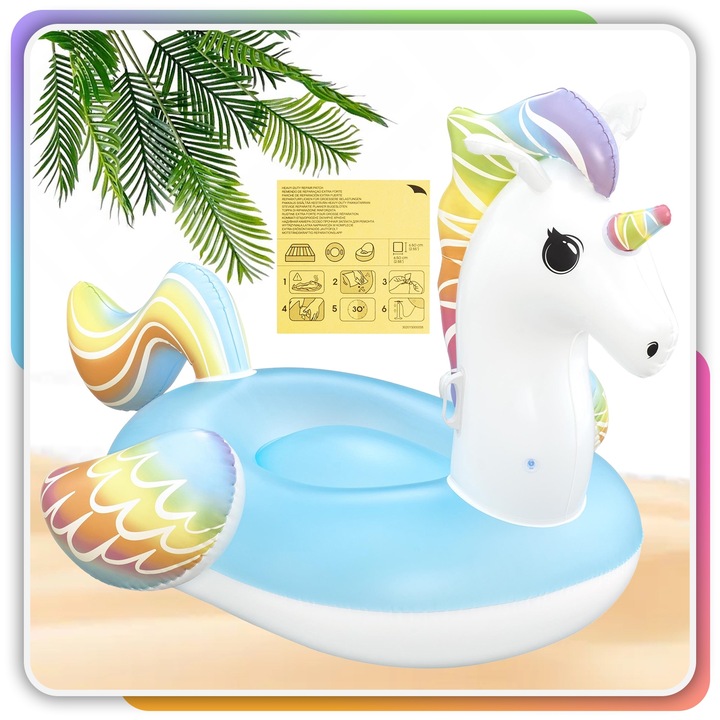 Materac Dmuchany Jednorożec GIGANT na Basen Plażę Uchwyty 224x159cm Bestway