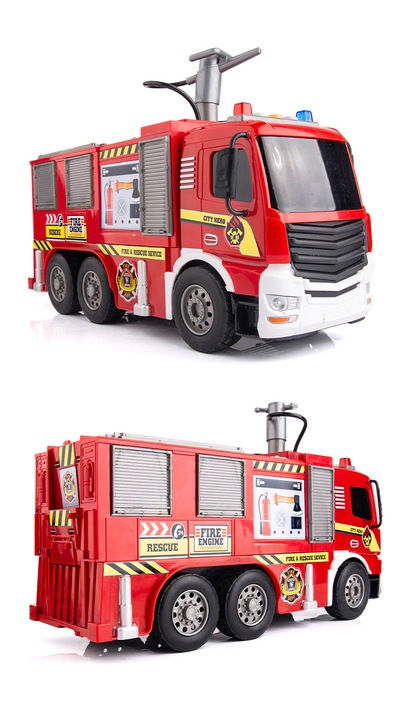 STRAŻ POŻARNA WÓZ SAMOCHÓD STRAŻACKI Z NAPĘDEM LEJE WODĄ ŚWIATŁO DŹWIĘK