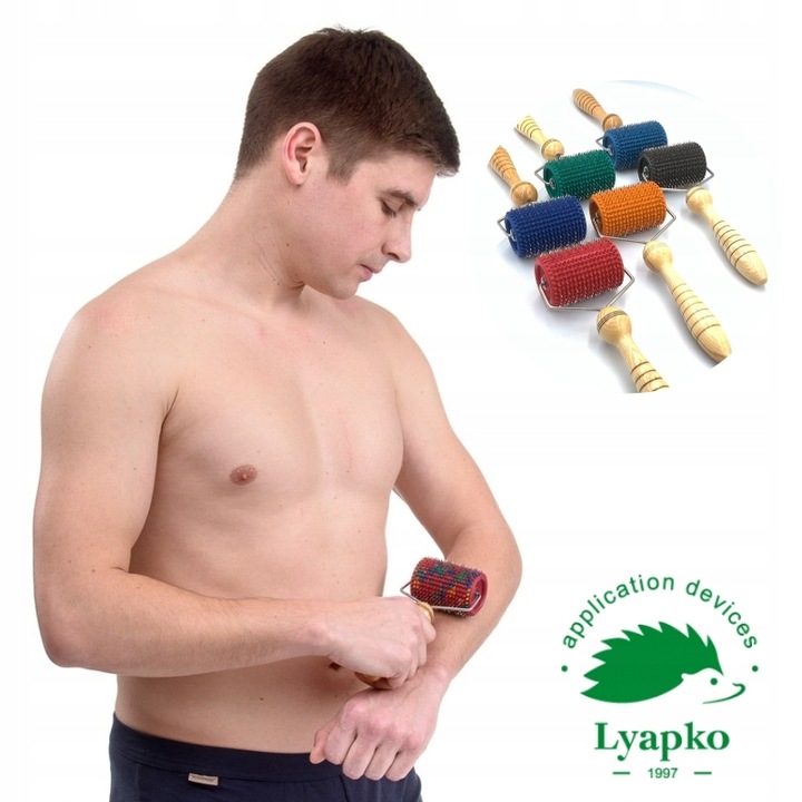 Aplikator LYAPKO WAŁEK do masażu z igłami uniwersalny CZARNY