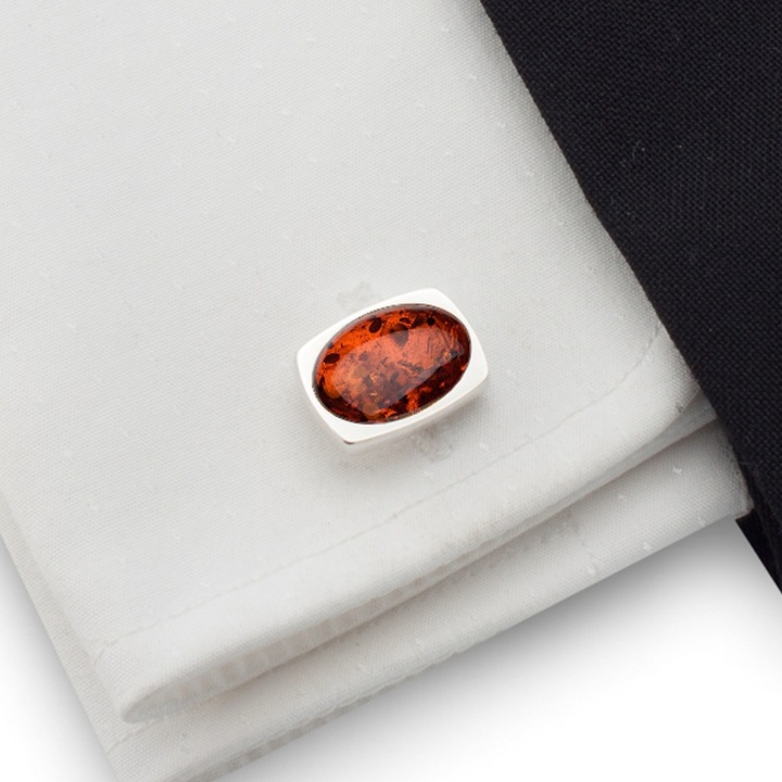 Prezent Spinki do mankietów z bursztynem | Srebro