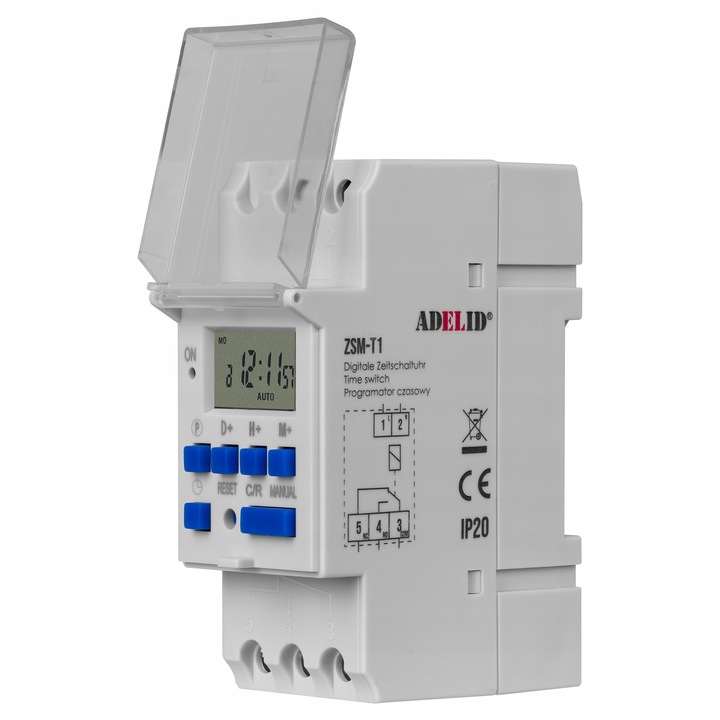 Timer programator czasowy tygodniowy na szynę TH35