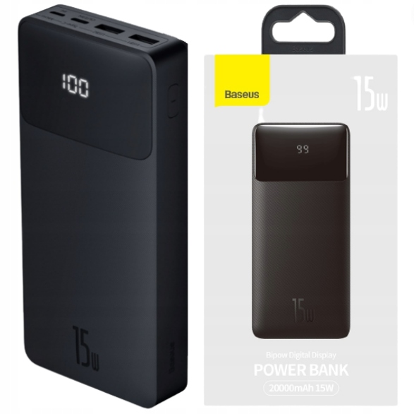 Powerbank Baseus Bipow 20000 mAh 2x USB / USB-C QC PD 15W Czarny