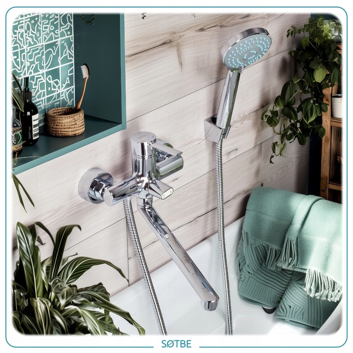 Bateria z długą wylewką do wanny Kran z ceramicznym przełącznikiem SOLIDNA