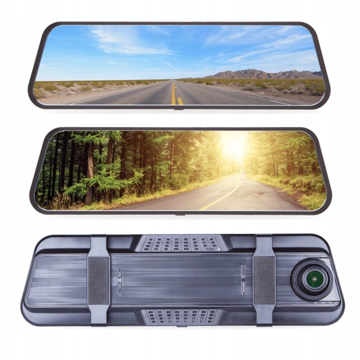 KAMERA SAMOCHODOWA WIDEOREJESTRATOR W LUSTERKU REJESTRATOR JAZDY PRZÓD TYŁ