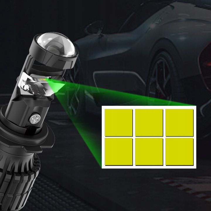 ŻARÓWKI LED H7 FATEEYE PROJECTOR 100% IDEALNE ODCIĘCIE SOCZEWKA FISHEYE