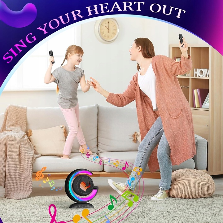 BEZPRZEWODOWY ZESTAW DO KARAOKE DLA DZIECI BLUETOOTH GŁOŚNIK + 2 MIKROFONY