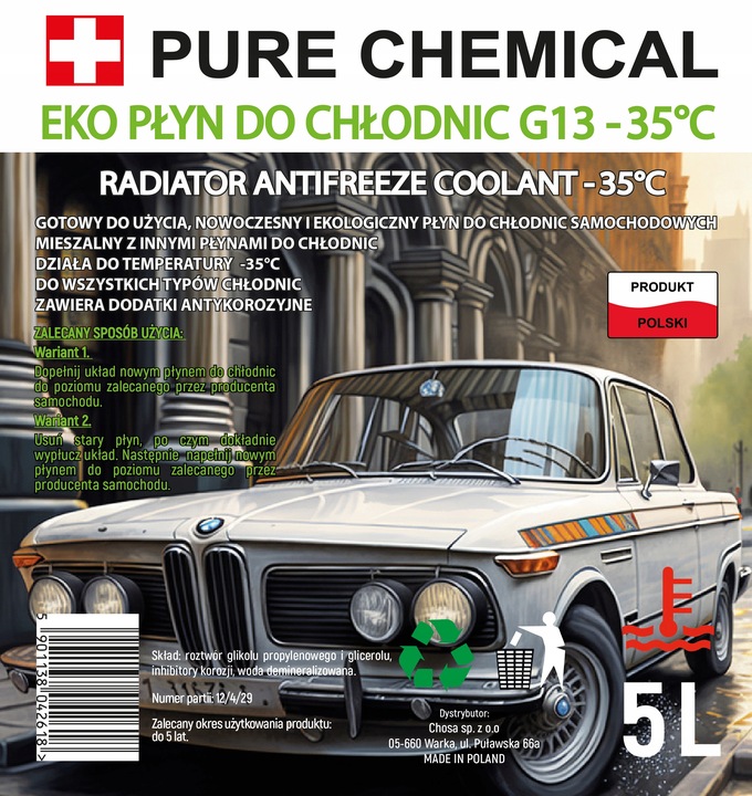 PŁYN DO CHŁODNIC G13 EKO PŁYN CHŁODNICZY -35°C 10L ZIELONY
