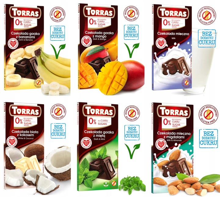 6 x CZEKOLADA BEZ CUKRU zestaw dla diabetyka PREZENT ŚWIĄTECZNY 6 czekolad