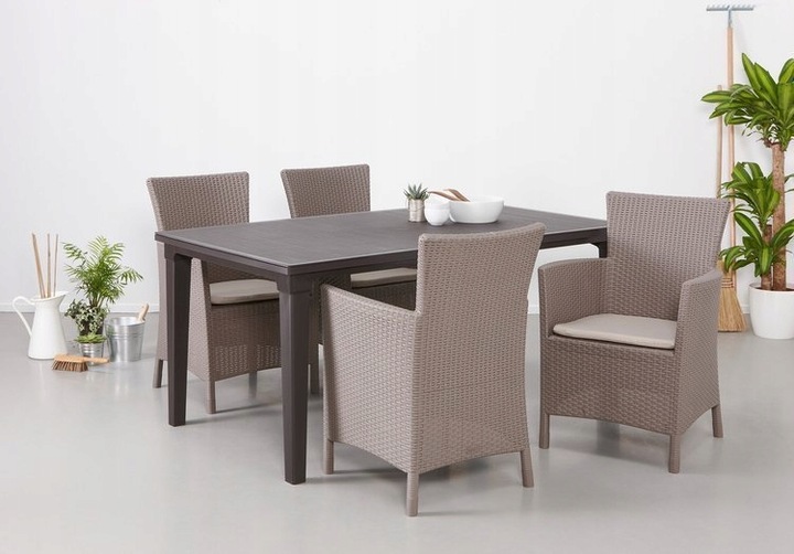 FOTEL OGRODOWY ALLIBERT KRZESŁO + PODUCHA BEŻOWY