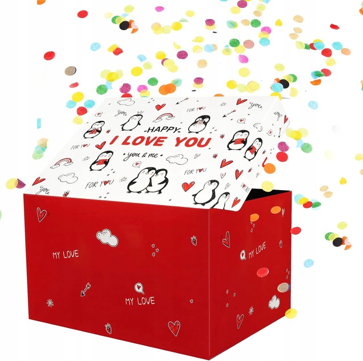 PUDEŁKO OZDOBNE PREZENTOWE DIY NIESPODZIANKA WYBUCH URODZINY +2X KONFETTI