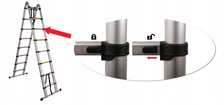 Drabina teleskopowa aluminiowa przegubowa 5m / z funkcją na schody