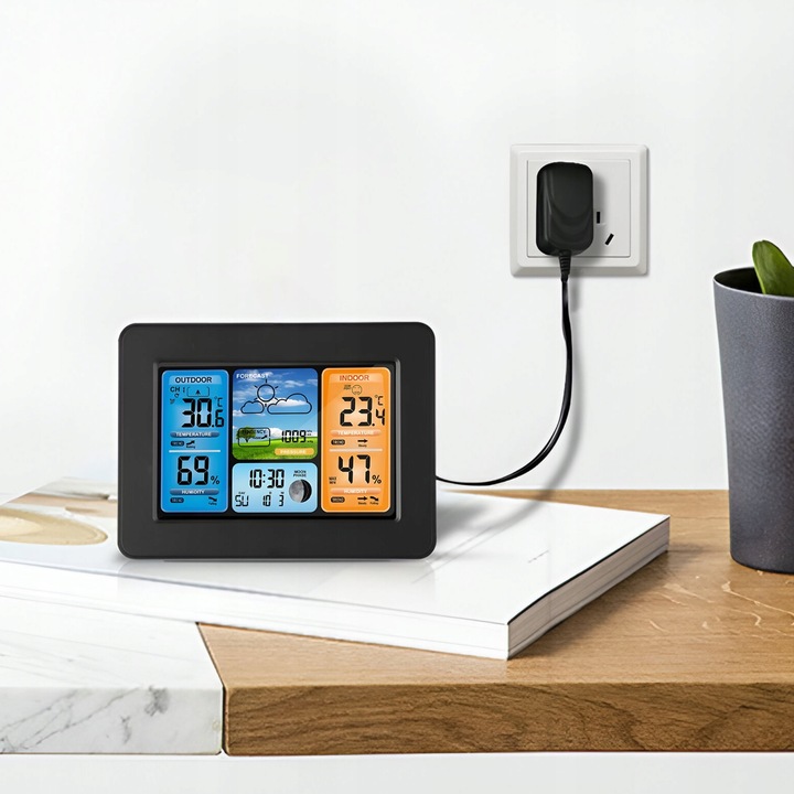 BEZPRZEWODOWA STACJA POGODOWA POGODY Higrometr Termometr Czujnik Zegar Data