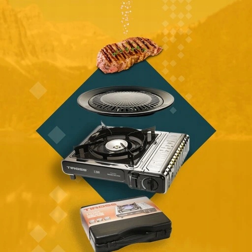 Kuchenka turystyczna +GAZ x 4 szt. TS-265 PIKNIK KAMPING PLENER