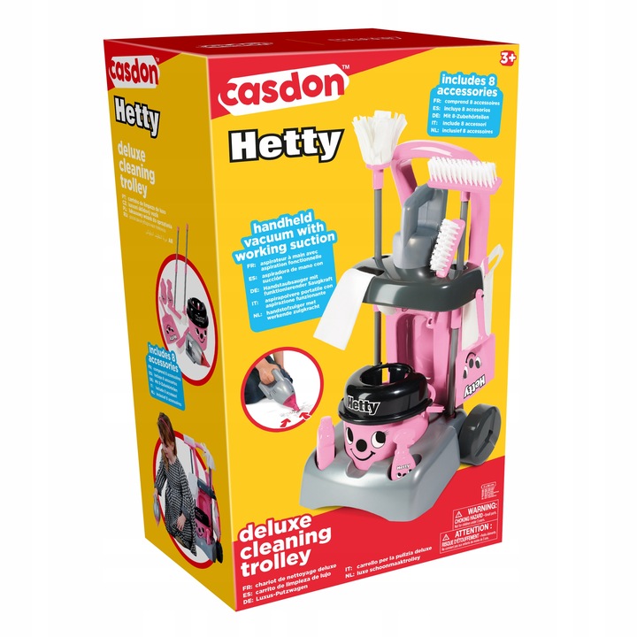 WÓZEK DO SPRZĄTANIA HETTY DLA DZIECI ZESTAW XXL ODKURZACZ MOP WIADRO CASDON