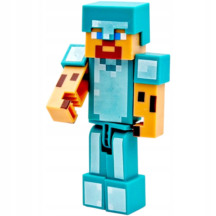 MINECRAFT FIGURKI ZOMBIE DIAMENTOWY STEVE ZESTAW 9w1 PISTOLET AKCESORIA