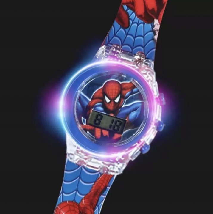 zegarek dziecięcy SPIDERMAN dla chłopca dzieci LED świecący elektroniczny