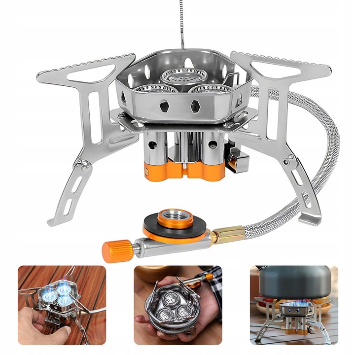 Doskonała MINI kuchenka turystyczna gazowa na kartusze z adapterem 5800W