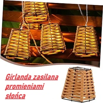 lampa solarna GIRLANDA 10ciepych LED dekoracja taras balkon koszyczek P-725