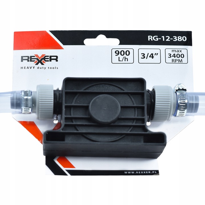 REXXER ZESTAW,POMPKA NA WIERTARKĘ 3/4" + WĄŻ 2 M + OPASKI 900L/h