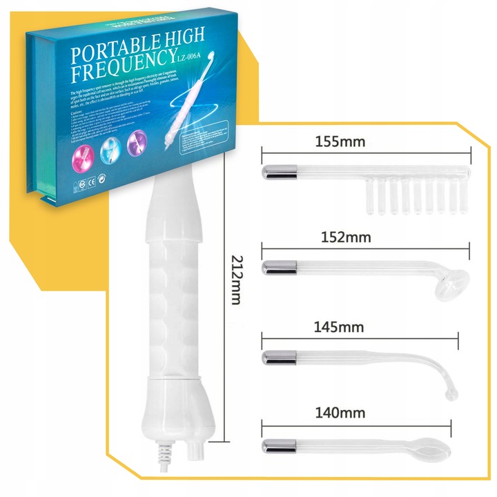 Derma wand darsonval 4 elektrody peloty najmocniejszy PRO do skóry twarzy