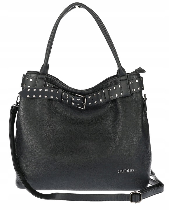 Torebka Damska Shopper worek modna duża torba A4 na Ramię 6866 Czarna