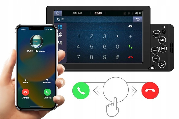 RADIO SAMOCHODOWE 1DIN BLUETOOTH 5" EKRAN DOTYK APPLE CARPLAY ANDROID AUTO