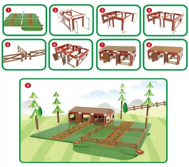 Traktor z Przyczepą Zestaw Dla Dzieci Farma Gospodarstwo Zwierzęta Stodoła