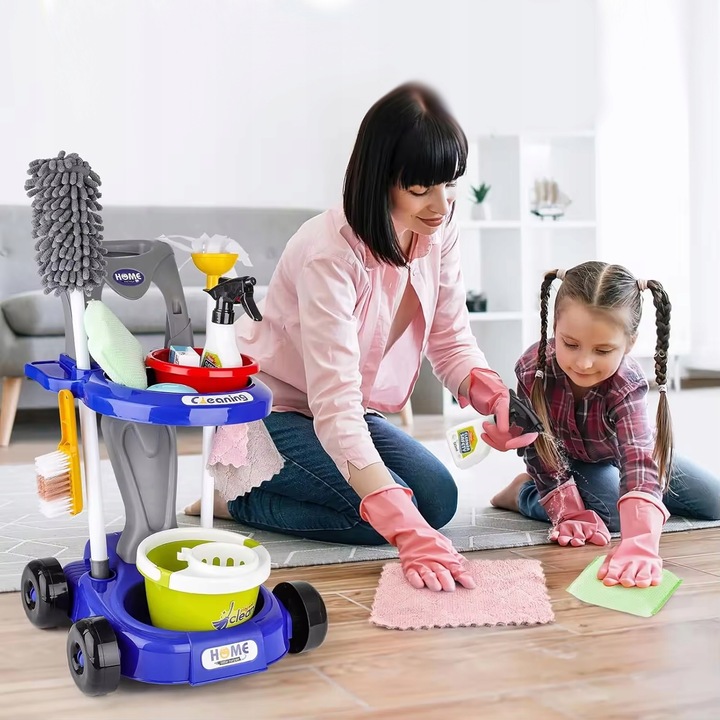 WÓZEK ODKURZACZ DUŻY ZESTAW DO SPRZĄTANIA MOP MATADI 29 AKC. DLA DZIECI
