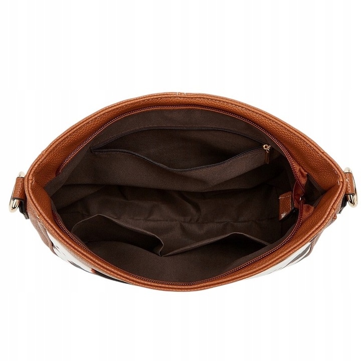 Torebka Damska BRĄZOWA Elegancka Pojemna na Ramię Pasek Brązowy