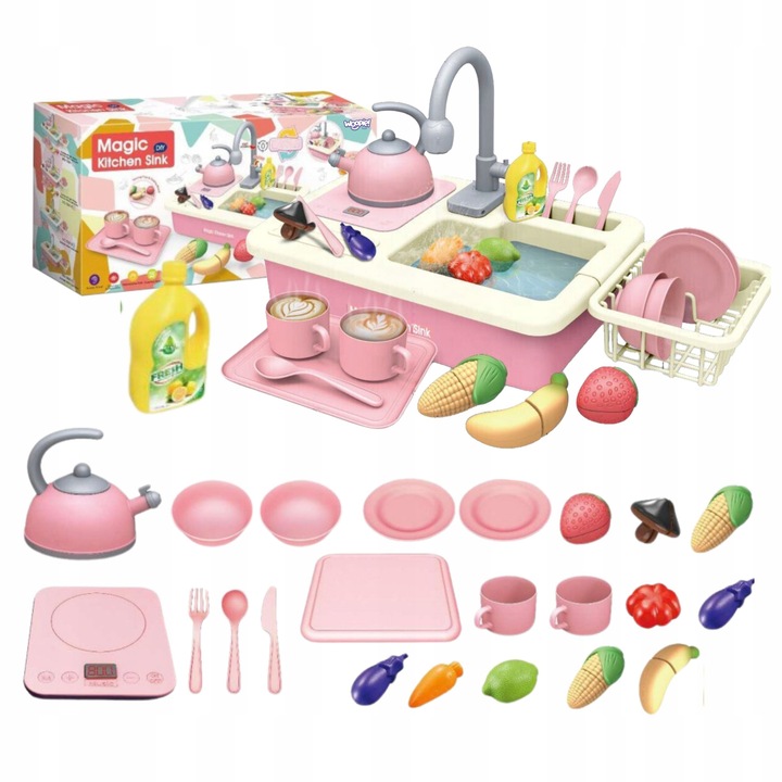 ZLEWOZMYWAK 2w1 KUCHNIA KRAN Z WODĄ NACZYNIA CZAJNIK AKCESORIA WOOPIE