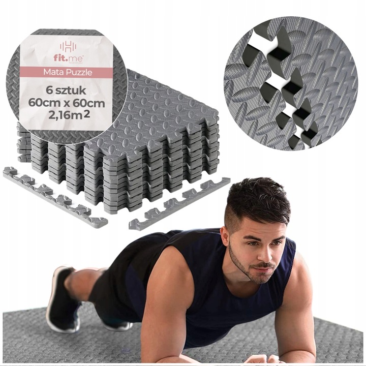 MATA PUZZLE POD SPRZĘT DO ĆWICZEŃ 6 SZT 2.16m2 OCHRONNA PODŁOGA NA SIŁOWNI