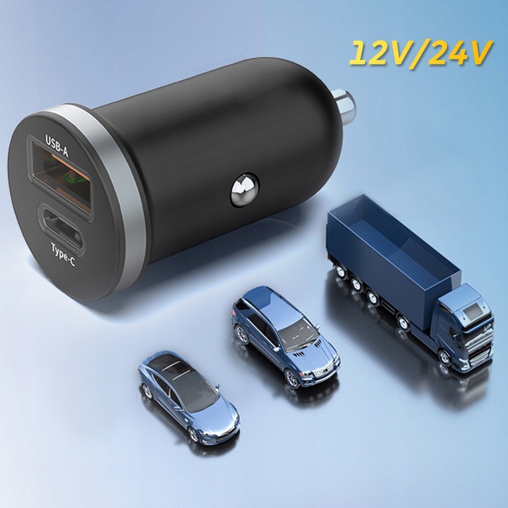 Szybka ładowarka samochodowa POLION USB-A USB-C 35W QC3.0 PD 3A Lightning
