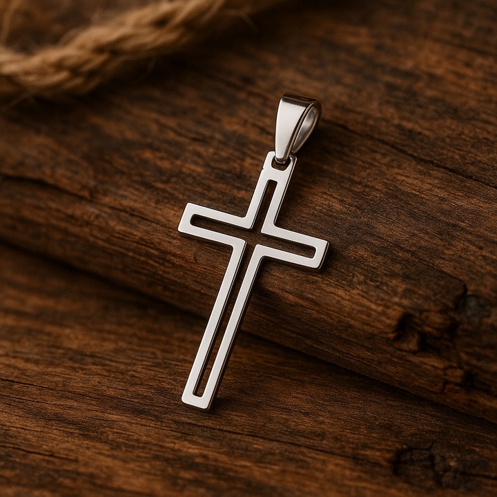 SREBRNY KRZYŻYK MĘSKI NA ŁAŃCUSZEK, SREBRO PRÓBA 925, DLA NIEGO, NOWOCZESNY