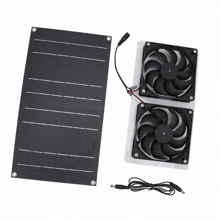 WENTYLATOR 12V + PANEL SOLARNY SŁONECZNY 100W USB