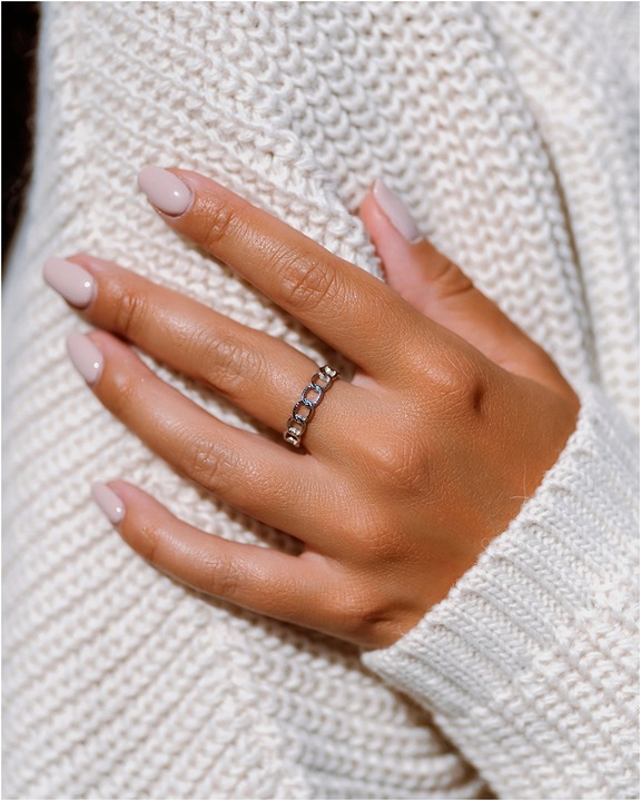 Pierścionek damski REGULOWANY PANCERKA wąski stal