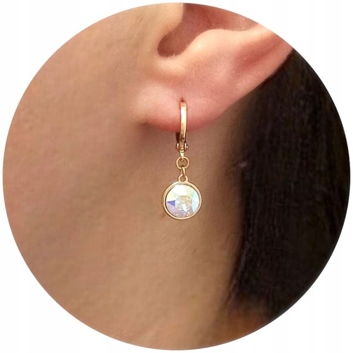 ZŁOTE KOLCZYKI WISZĄCE AURORE HOLO CYRKONIE WYJĄTKOWE DAMSKIE POZŁACANE 18K