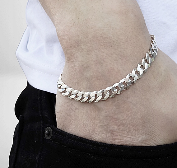 Bransoletka Srebrna Pancerka 925 Pełna Diamentowana 7,50 mm Grawer Gratis