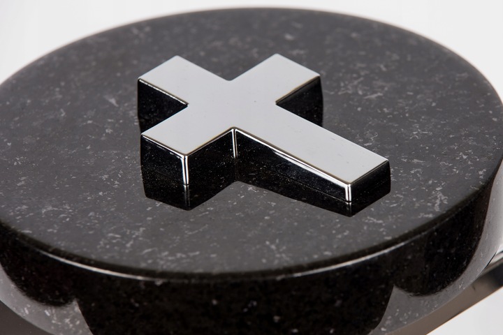 Lampion Na Pomnik Na Nagrobek srebrny stal nierdzewna + czarny granit