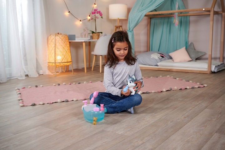 PAMPER PETZ INTERAKTYWNY PIESEK HUSKY PIJE SIKA ZESTAW Z WANNĄ I PRYSZNICEM